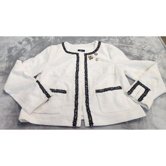 G by Giuliana Women's Large Cream Knit Tweed Cropped Blazer NWOT - Picture 1 of 8